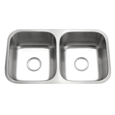 Houzer Eston 31 inch Stainless Steel Undermount 50/50 Double Bowl Kitchen Sink with Strainer & Bottom Grid
